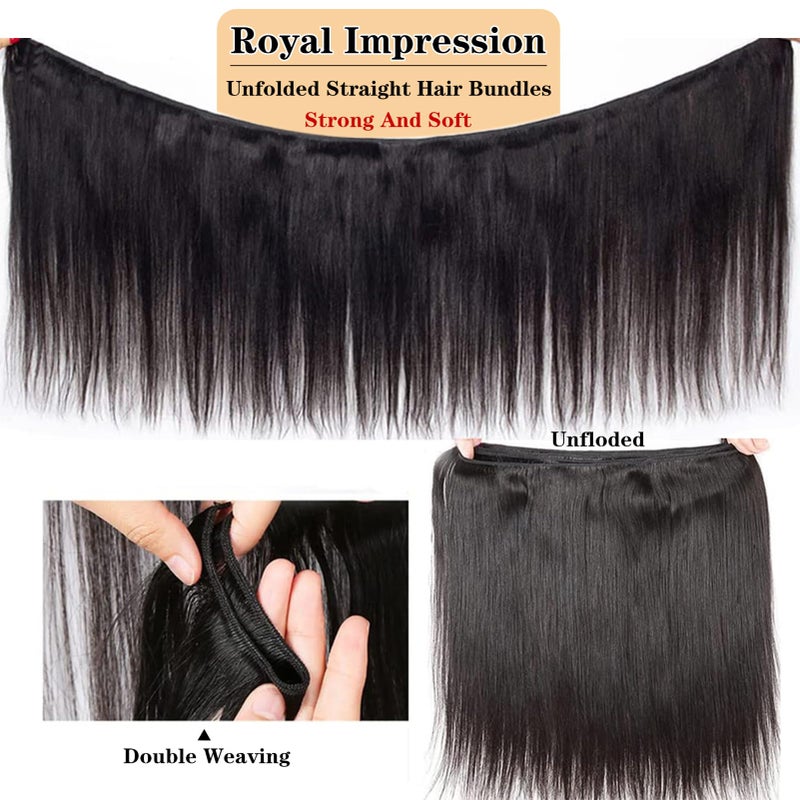 ROYAL IMPRESSION 12A Brazilian Straight Bundles Human Hair 16" 18" 20" 300g 100% Unprocessed Virgin Straight Human Hair Bundles Double Weft Quick Weave Hair 3 Bundles Deals Natural Color - Image 5